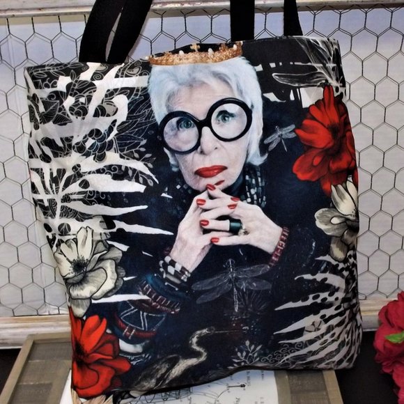 Iris Apfel Bags Iris Apfel Fashion Icon Canvas Shopper Tote Bag